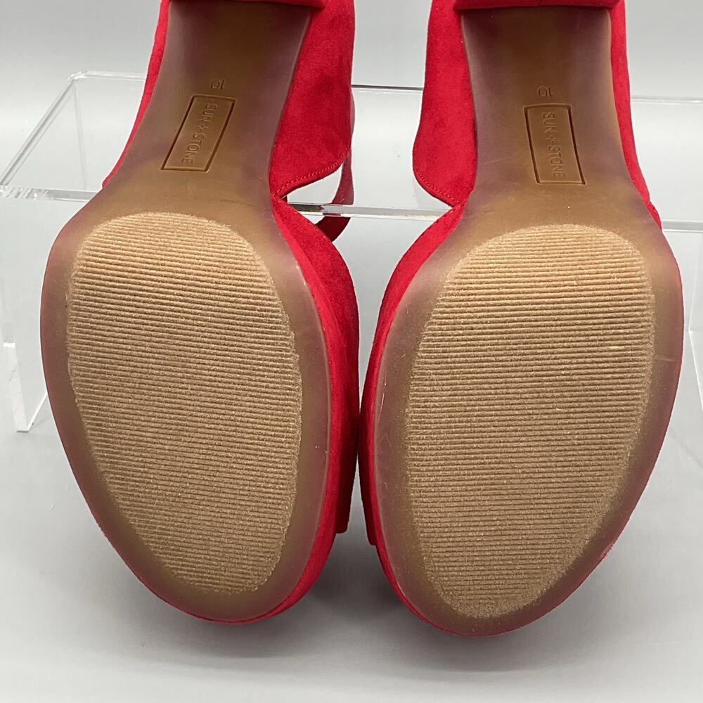 NEW Sun + Stone Women’s Reema Peep Toe Platform Sandals Cherry Size 10M - Picture 10 of 10